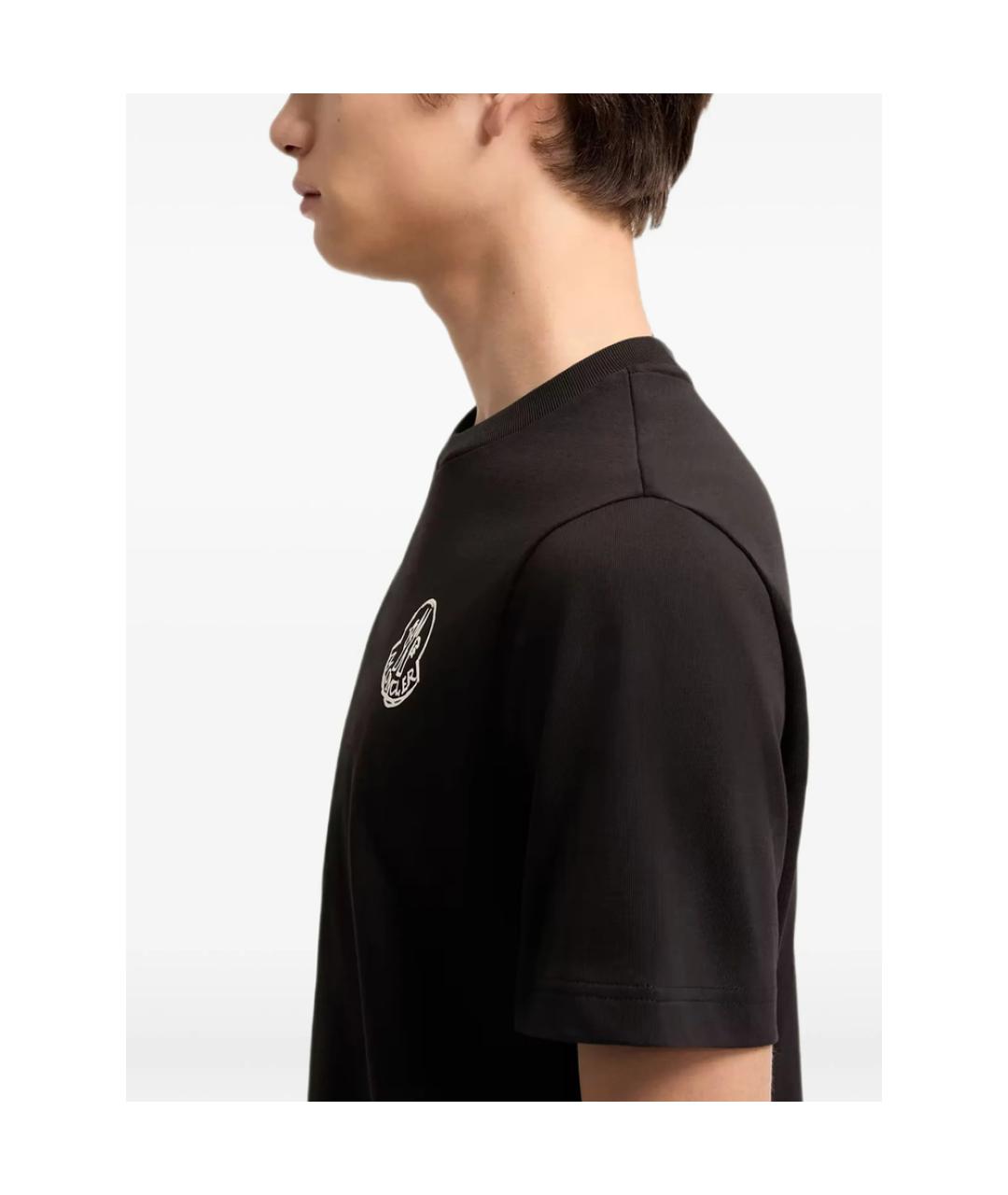 MONCLER Черная хлопковая футболка, фото 5
