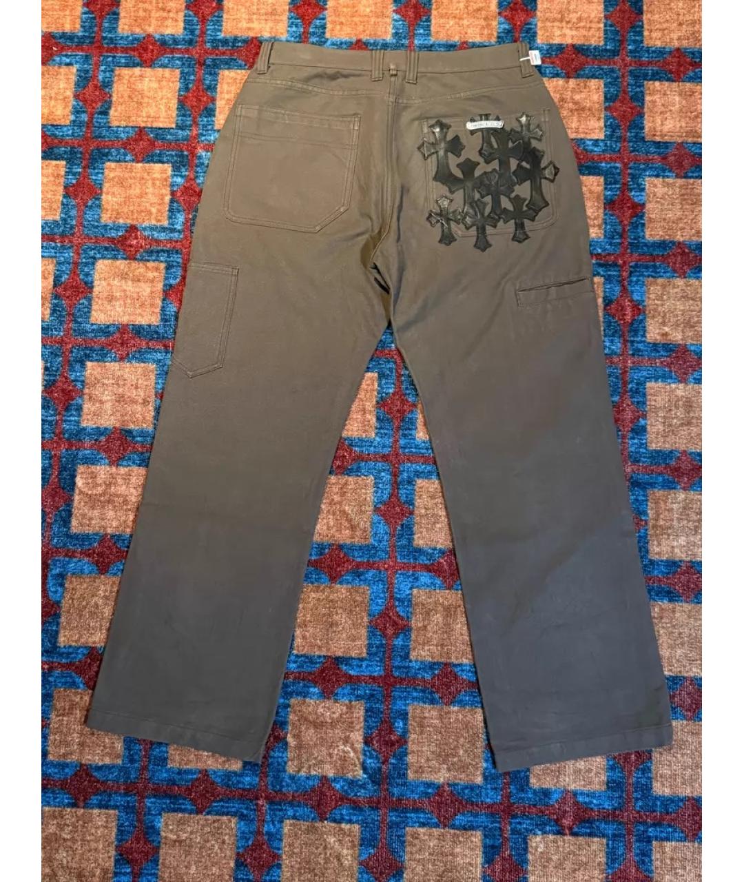 CHROME HEARTS Коричневые хлопковые прямые джинсы, фото 3