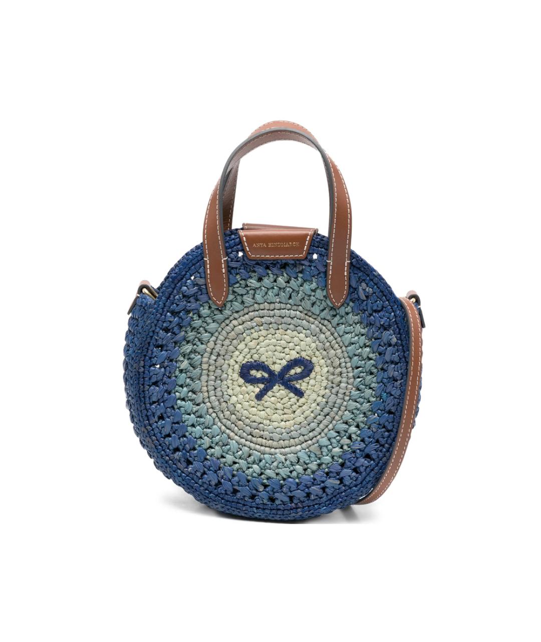 ANYA HINDMARCH Синяя плетеная сумка с короткими ручками, фото 1