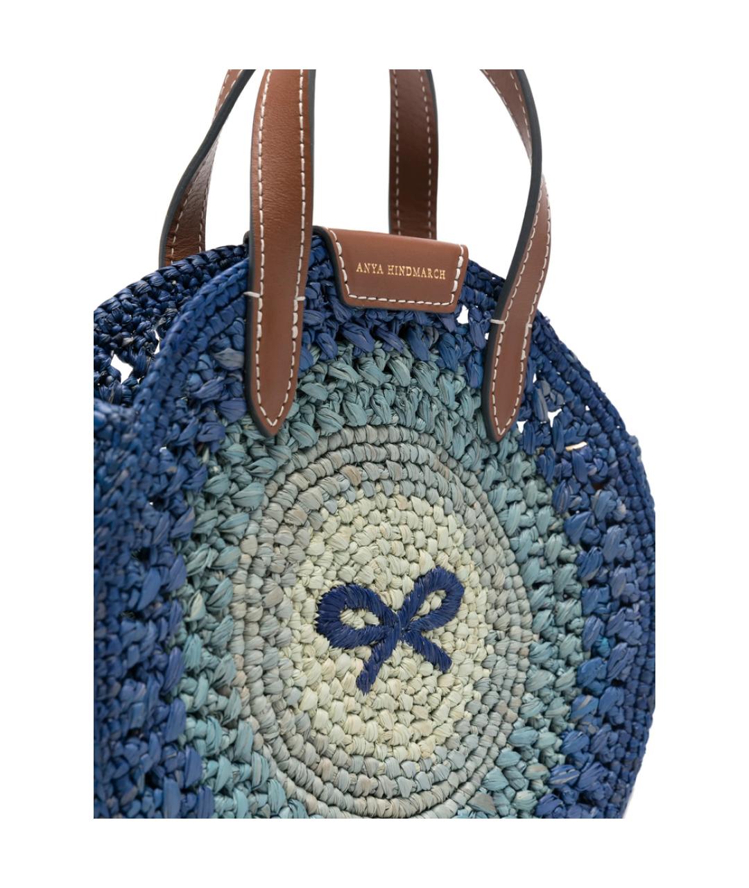 ANYA HINDMARCH Синяя плетеная сумка с короткими ручками, фото 2