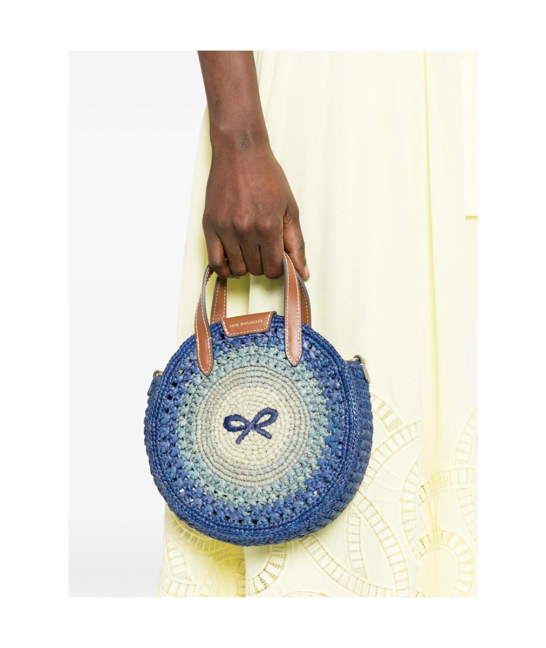 ANYA HINDMARCH Синяя плетеная сумка с короткими ручками, фото 5