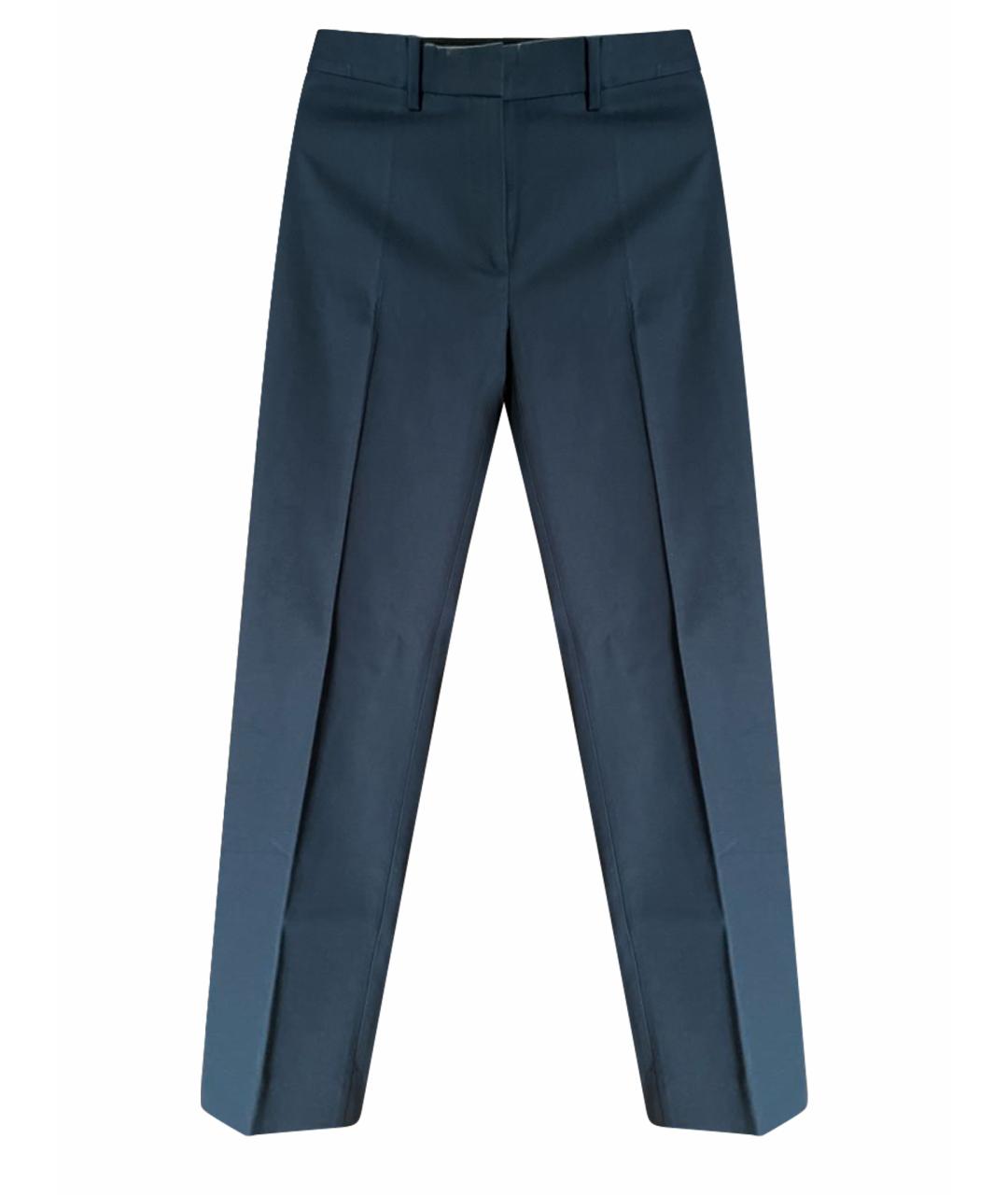 WEEKEND MAX MARA Темно-синие хлопко-эластановые брюки узкие, фото 1
