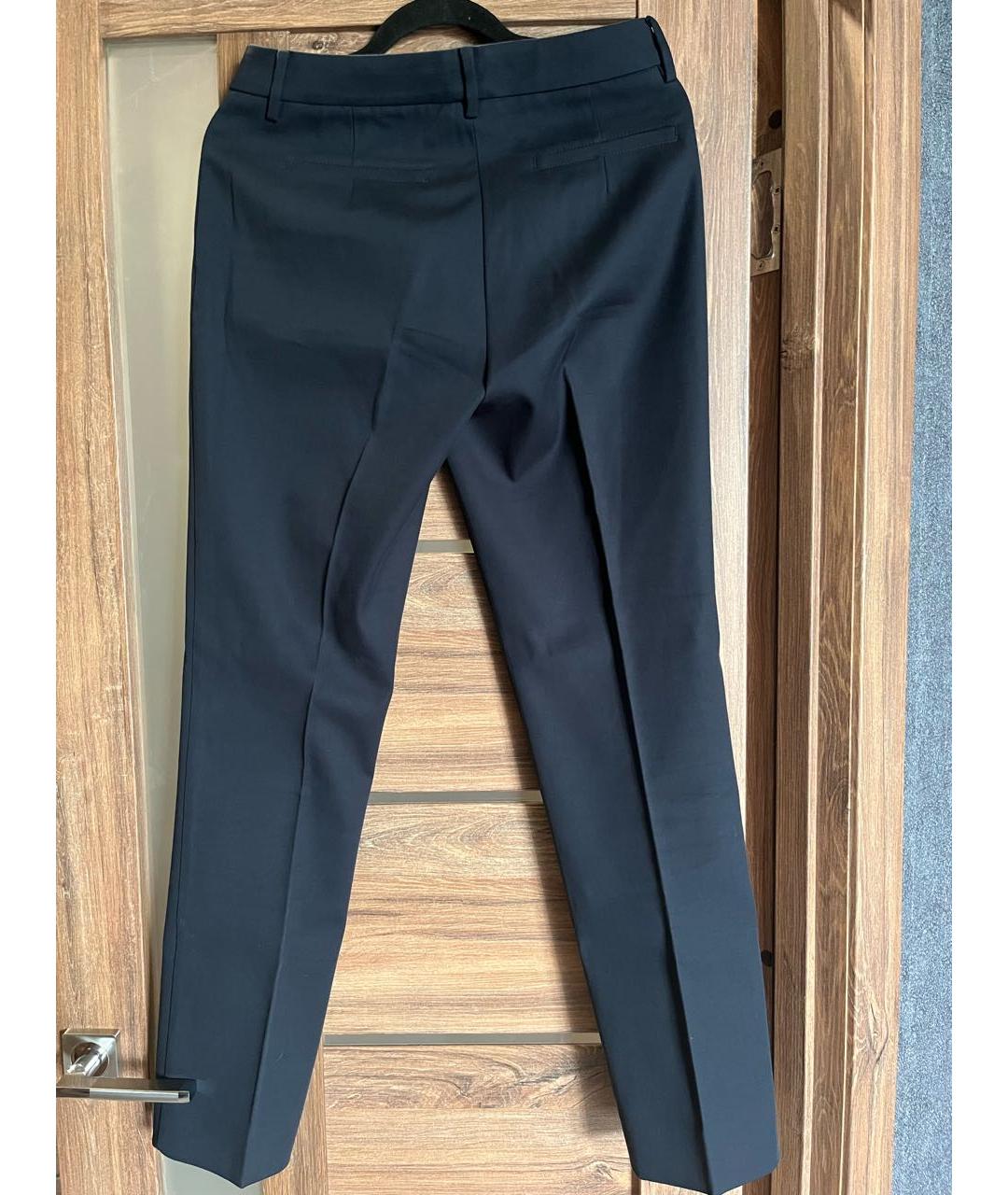 WEEKEND MAX MARA Темно-синие хлопко-эластановые брюки узкие, фото 2