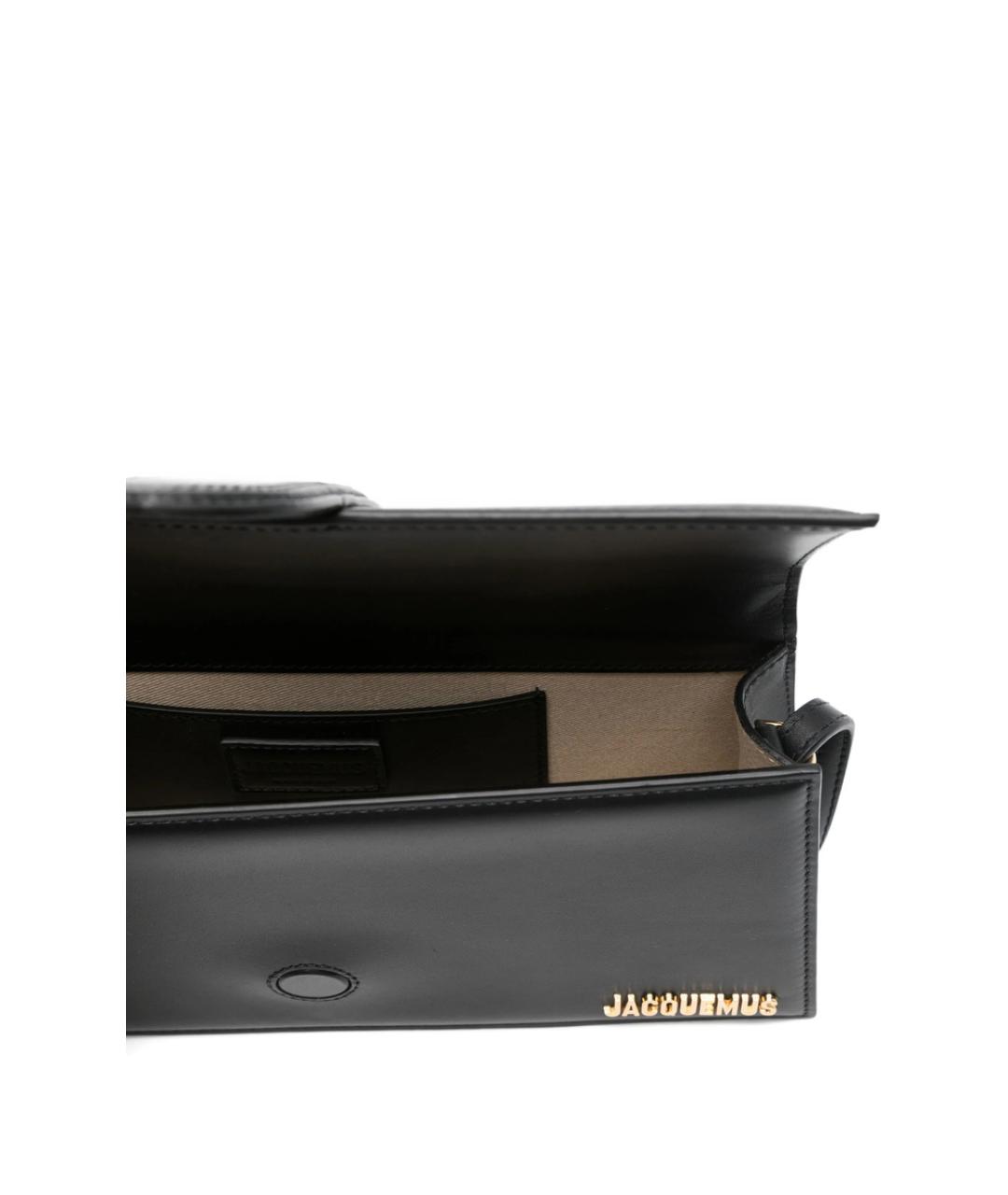 JACQUEMUS Черная кожаная сумка через плечо, фото 5