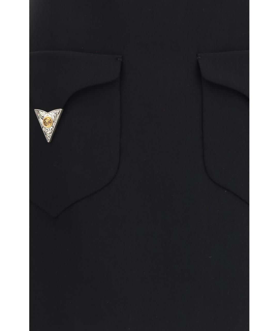 VERSACE Черная шерстяная юбка мини, фото 3