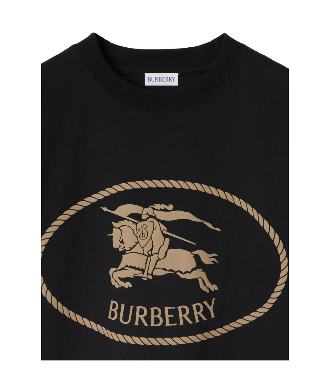 BURBERRY Черная хлопковая футболка, фото 2