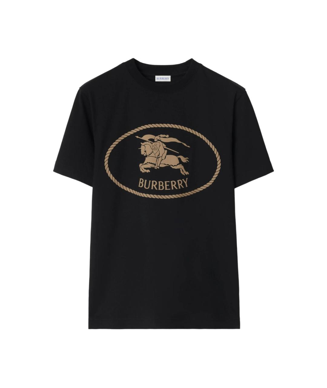 BURBERRY Черная хлопковая футболка, фото 1
