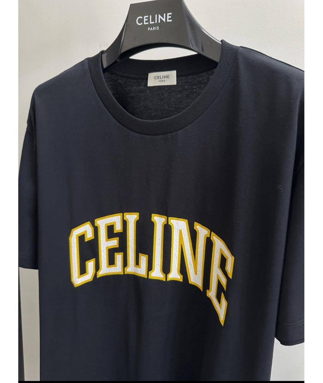 CELINE Темно-синяя хлопковая футболка, фото 4