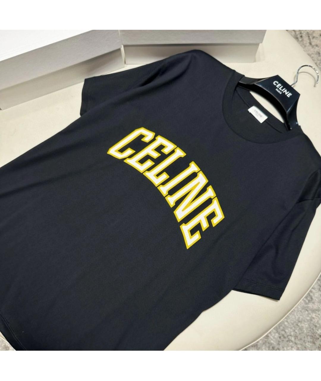 CELINE Темно-синяя хлопковая футболка, фото 3