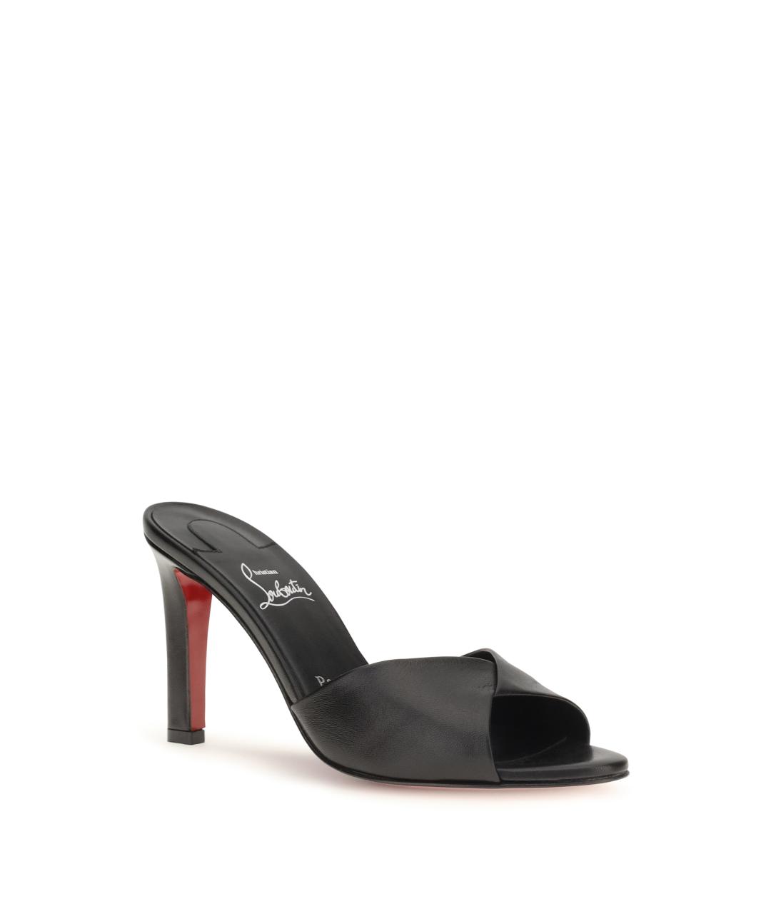 CHRISTIAN LOUBOUTIN Черные кожаные мюли, фото 2