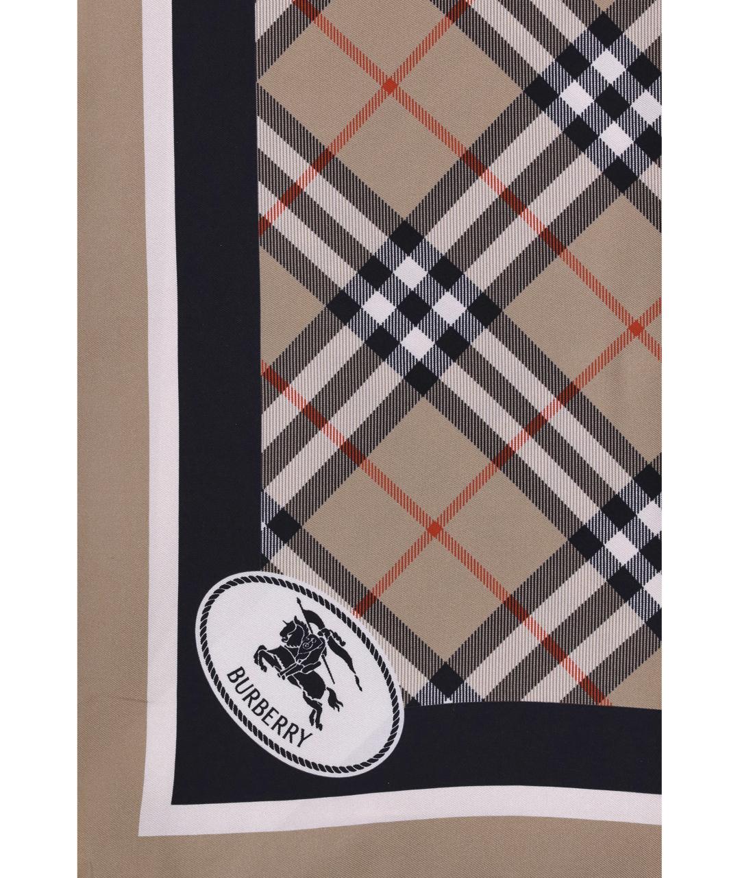 BURBERRY Бежевый шелковый шарф, фото 3
