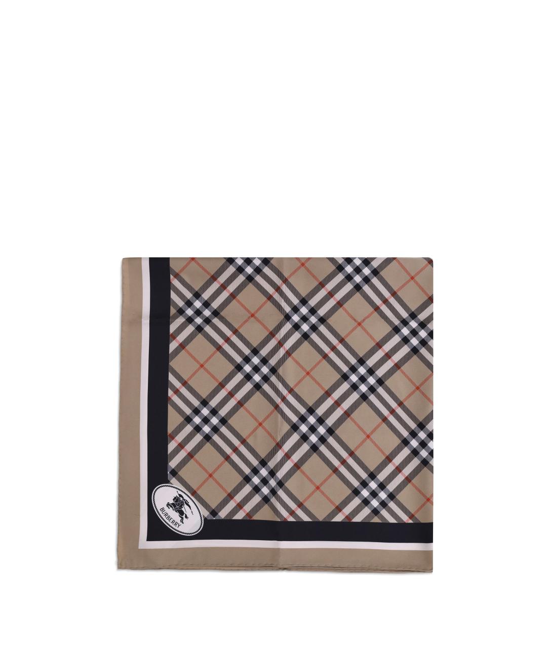 BURBERRY Бежевый шелковый шарф, фото 1