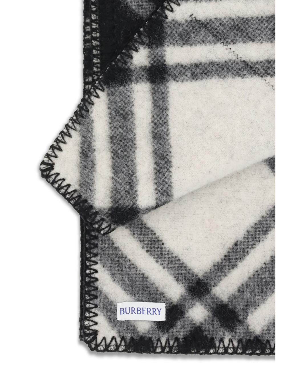 BURBERRY Черный шерстяной шарф, фото 3