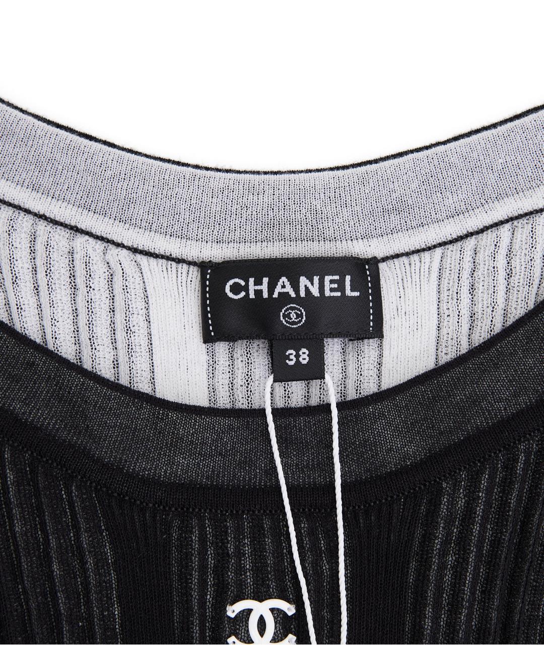 CHANEL Черная хлопковая майка, фото 3