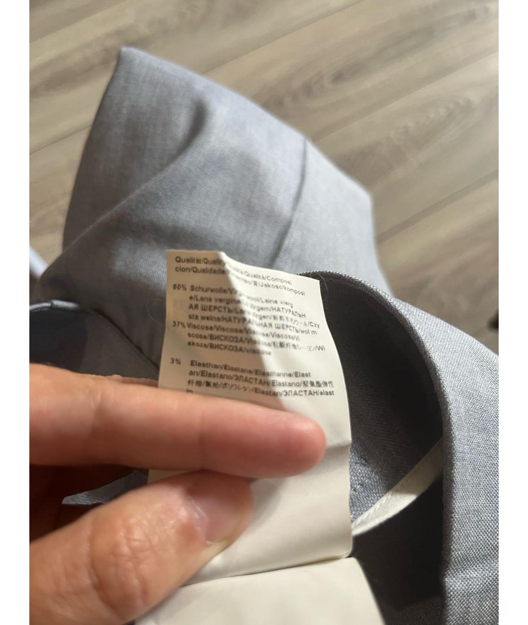 HUGO BOSS Голубые шерстяные прямые брюки, фото 4