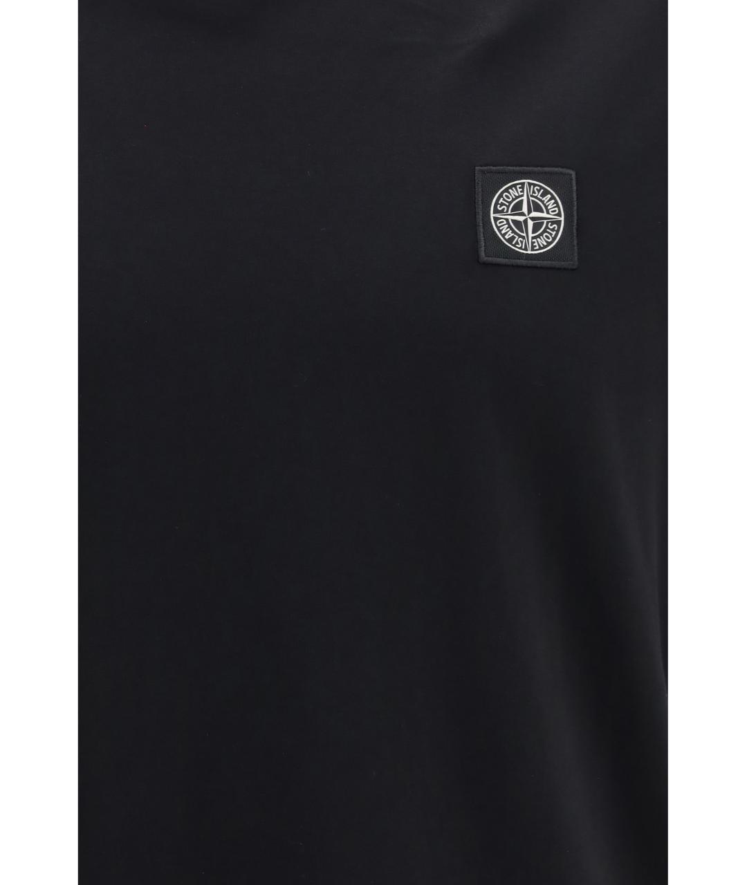 STONE ISLAND Черная хлопковая футболка, фото 3