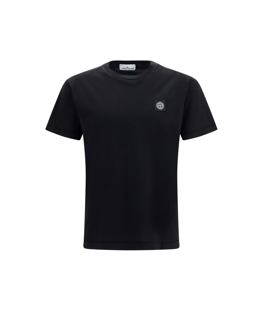 STONE ISLAND Черная хлопковая футболка, фото 1