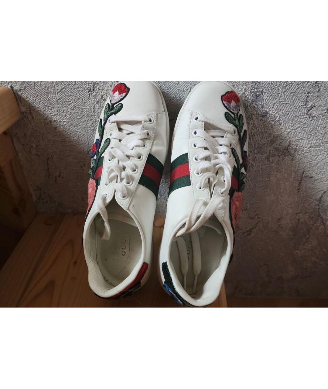 GUCCI Белые кожаные кеды, фото 2