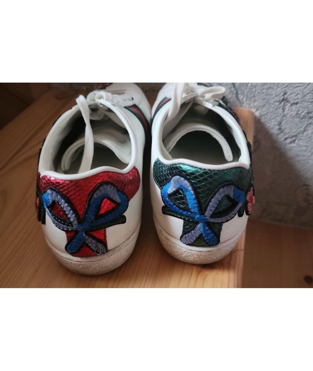 GUCCI Белые кожаные кеды, фото 3