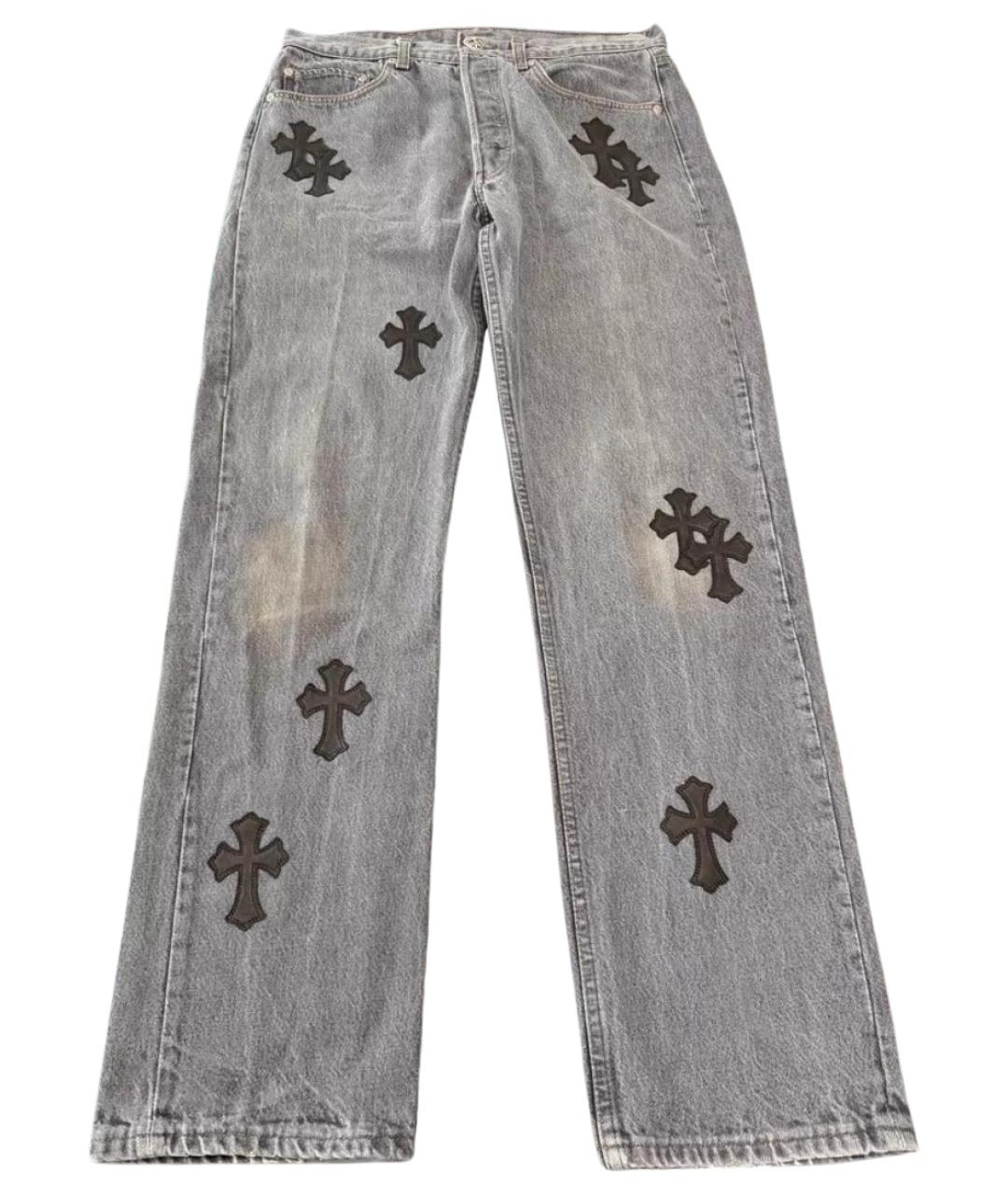 CHROME HEARTS Серые хлопковые прямые джинсы, фото 1