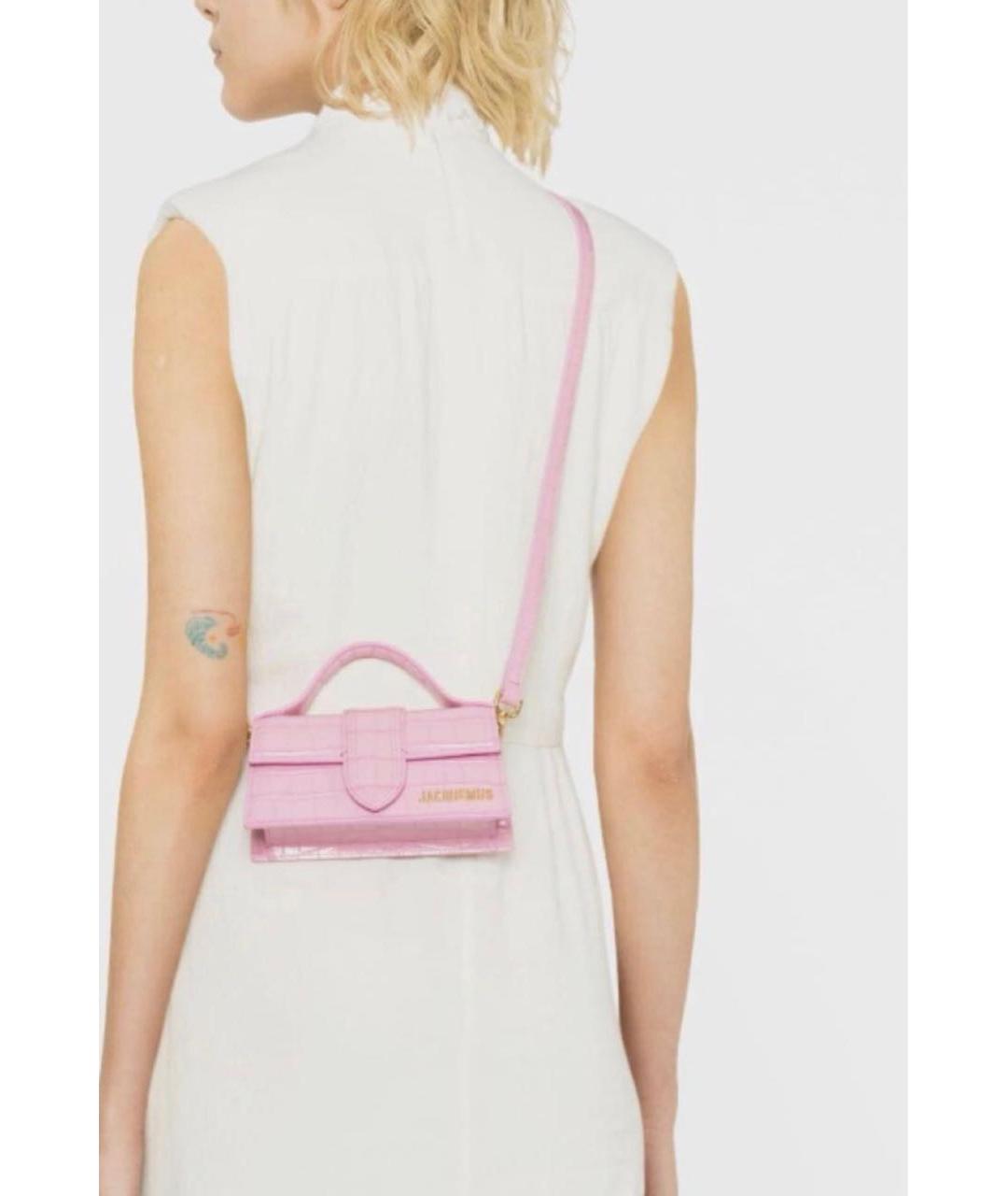 JACQUEMUS Розовая кожаная сумка с короткими ручками, фото 8