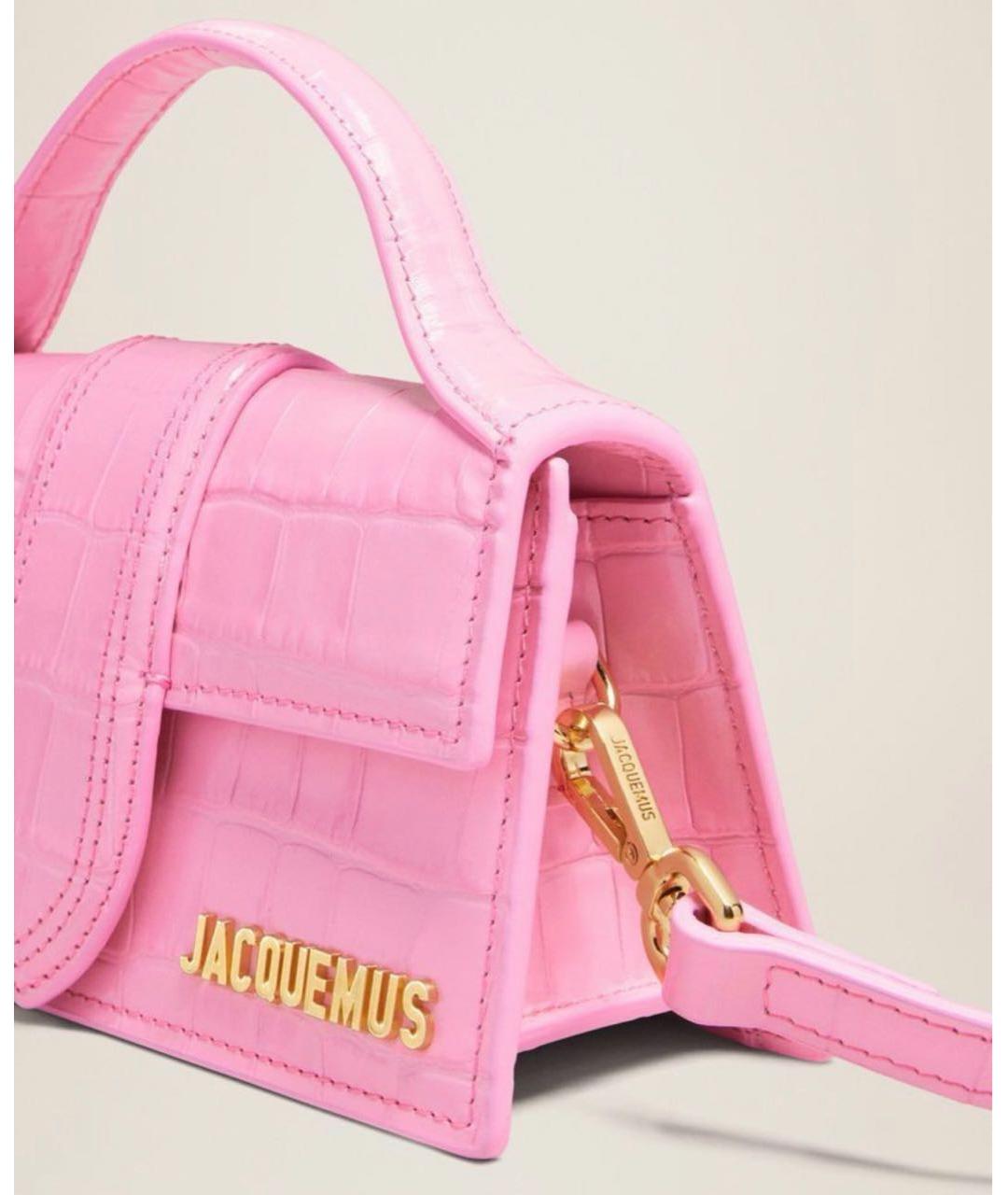JACQUEMUS Розовая кожаная сумка с короткими ручками, фото 7