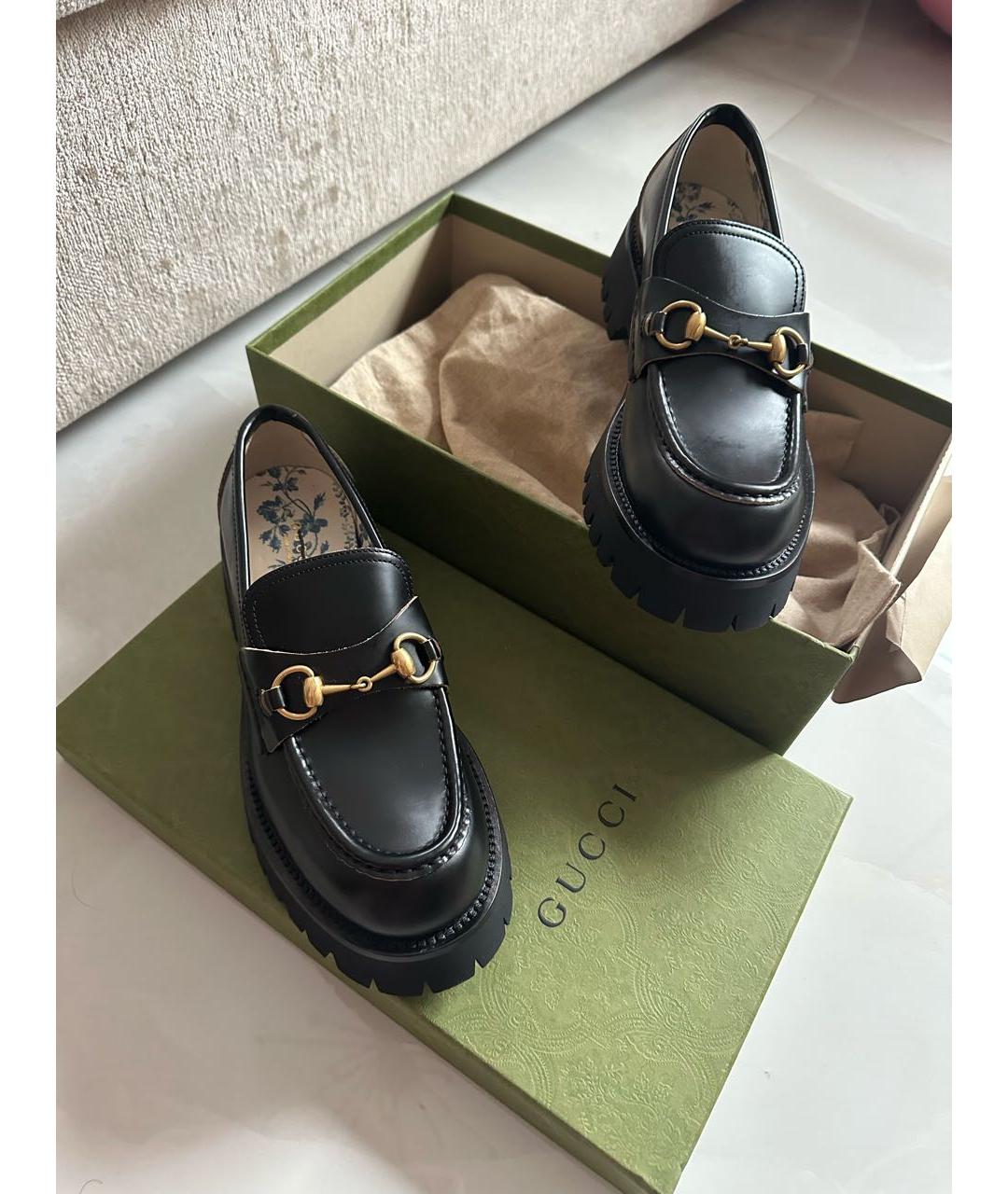 GUCCI Черные кожаные лоферы, фото 2