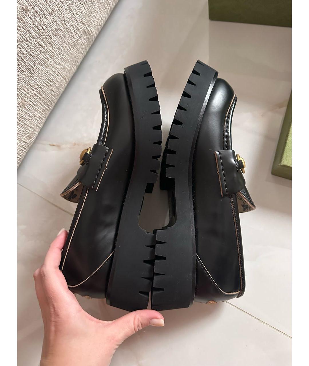 GUCCI Черные кожаные лоферы, фото 6