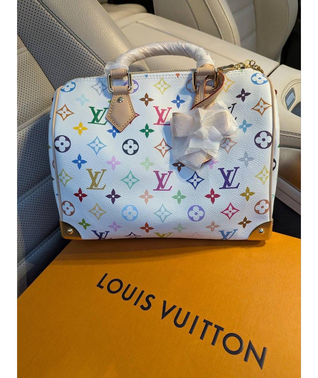 LOUIS VUITTON Белая кожаная сумка с короткими ручками, фото 6
