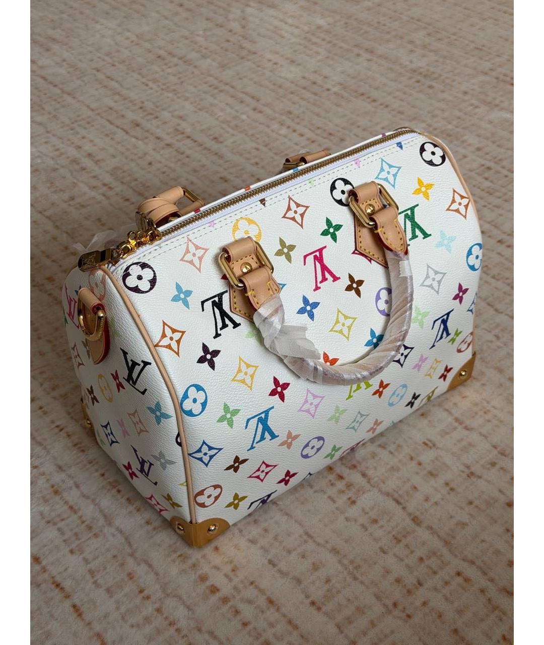 LOUIS VUITTON Белая кожаная сумка с короткими ручками, фото 4