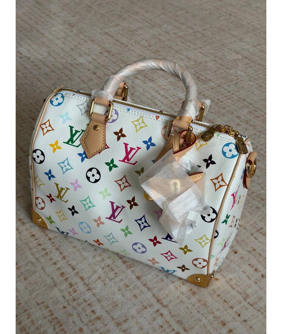 LOUIS VUITTON Белая кожаная сумка с короткими ручками, фото 5