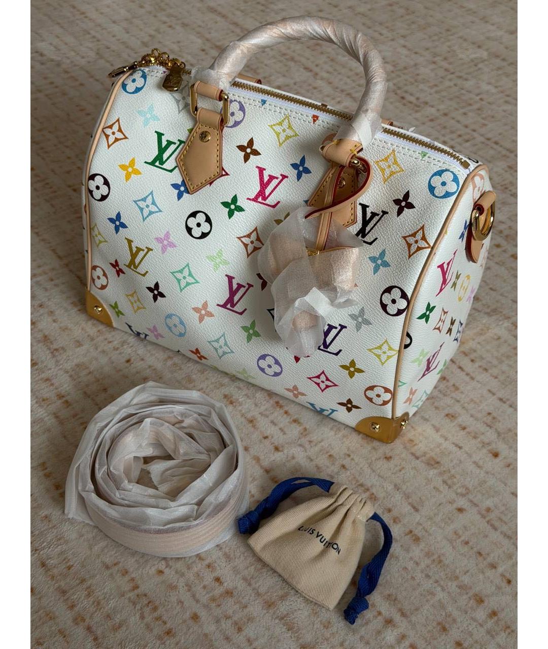 LOUIS VUITTON Белая кожаная сумка с короткими ручками, фото 2