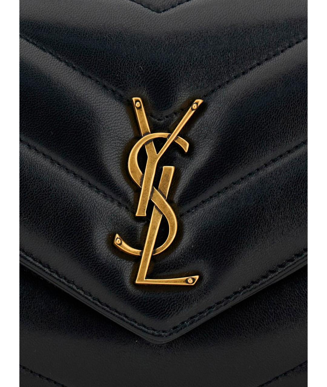 SAINT LAURENT Черная кожаная сумка через плечо, фото 3