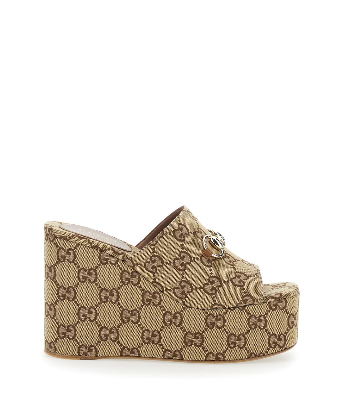 GUCCI Бежевые синтетические сандалии, фото 1