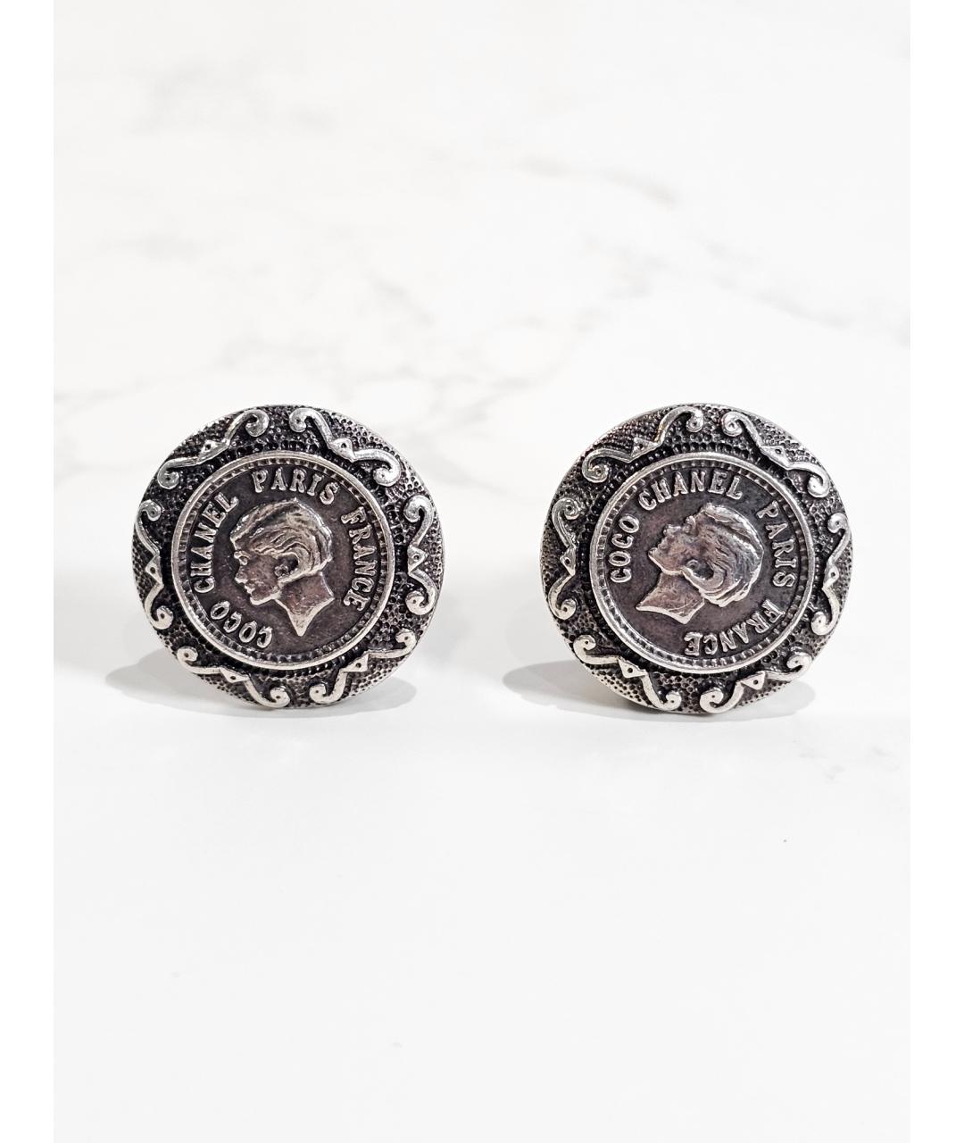 CHANEL Серебряные металлические серьги, фото 2