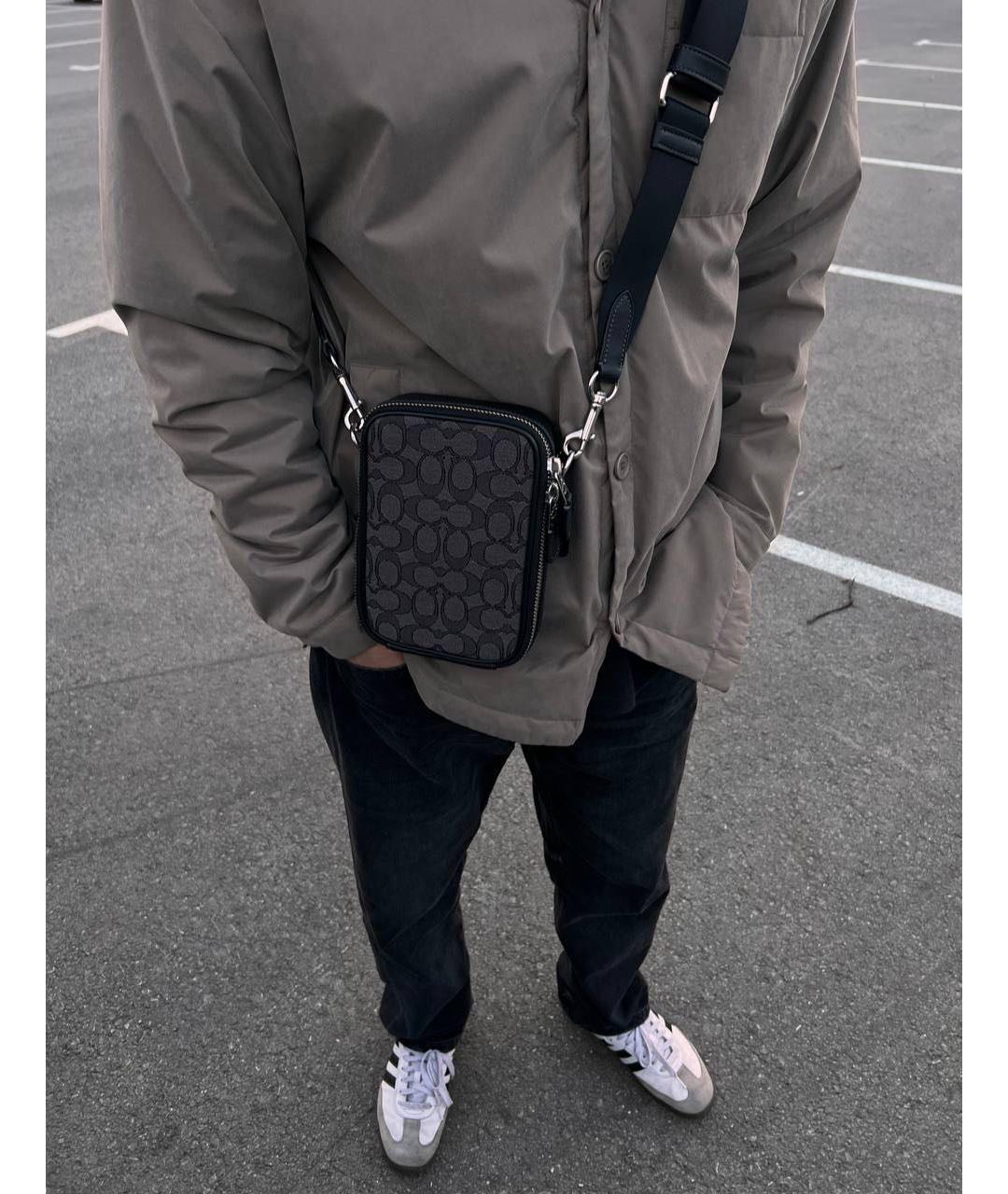 COACH Черная жаккардовая сумка на плечо, фото 2