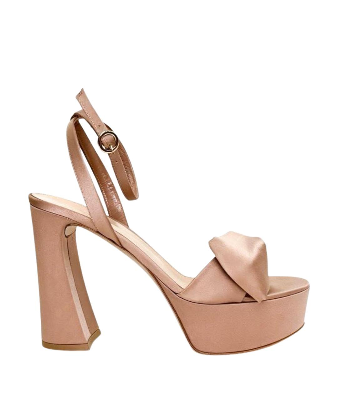 GIANVITO ROSSI Розовые текстильные босоножки, фото 1