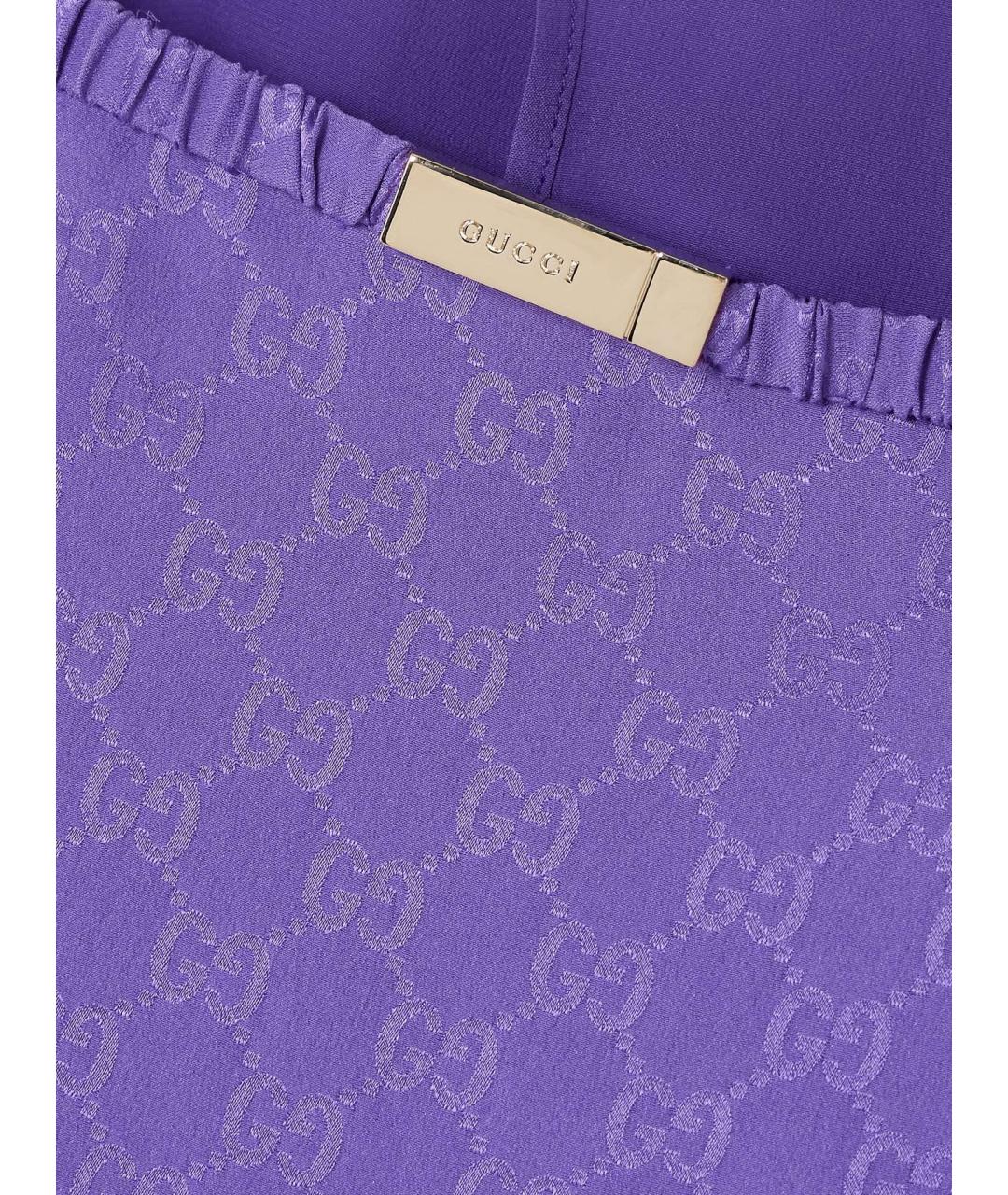 GUCCI Фиолетовая шелковая юбка миди, фото 5
