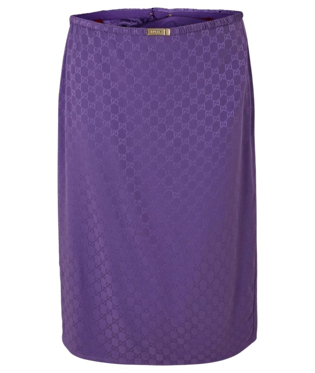 GUCCI Фиолетовая шелковая юбка миди, фото 1