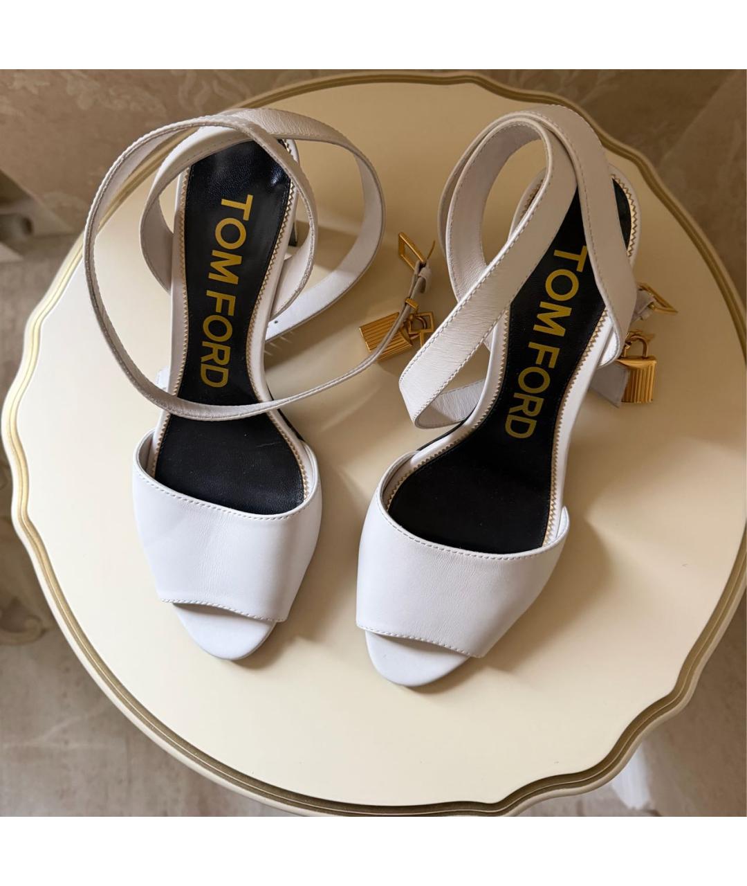 TOM FORD Белые кожаные босоножки, фото 2