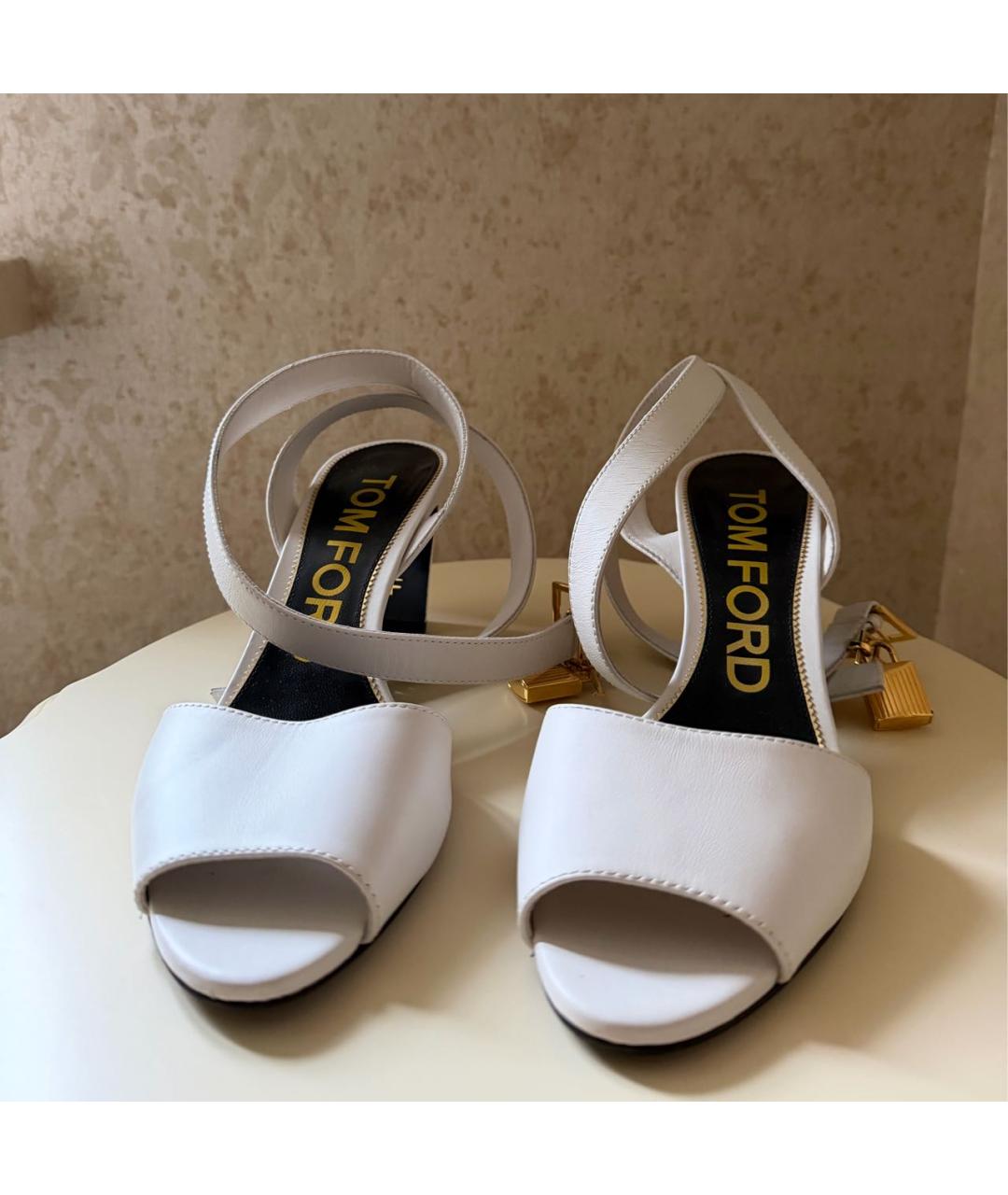 TOM FORD Белые кожаные босоножки, фото 4