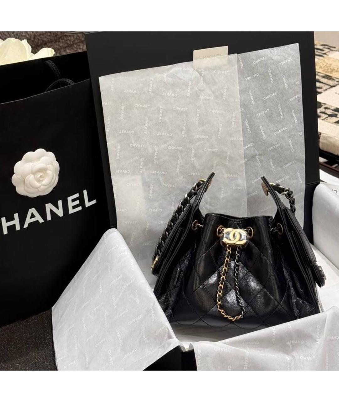 CHANEL Черная сумка с короткими ручками, фото 3