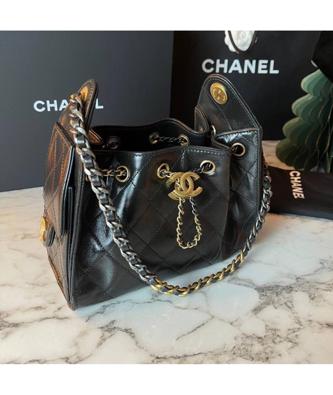 CHANEL Черная сумка с короткими ручками, фото 5