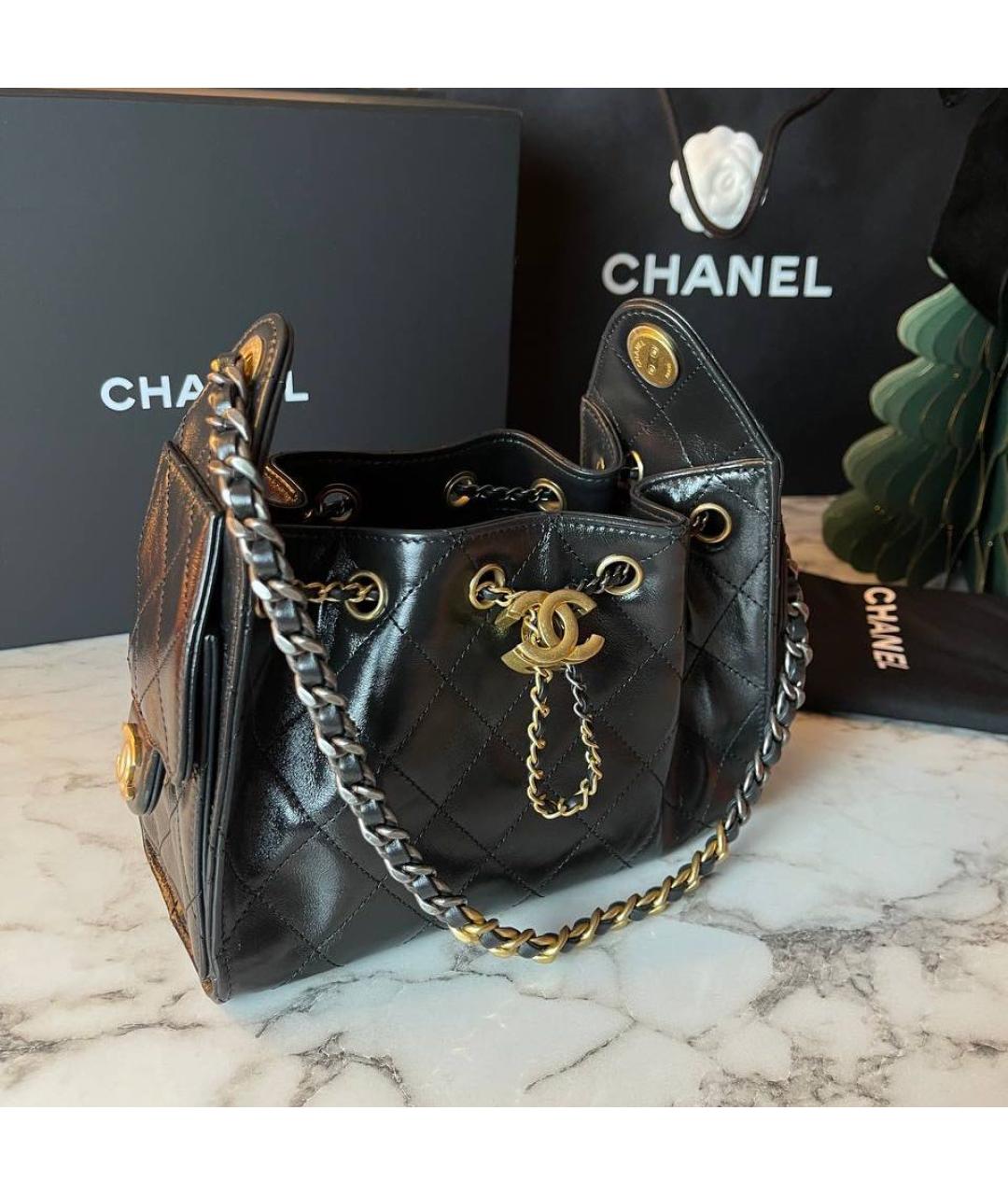 CHANEL Черная сумка с короткими ручками, фото 4