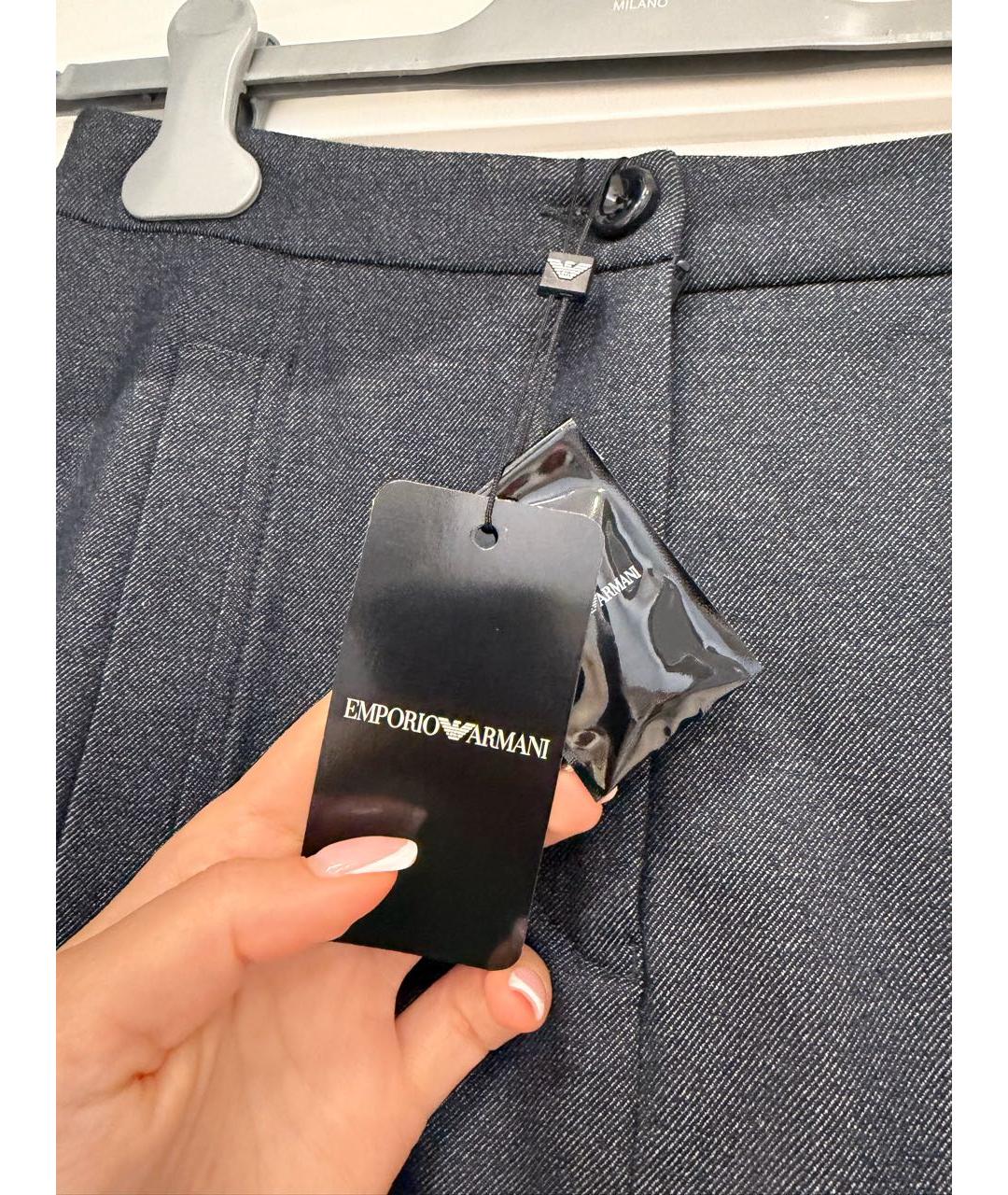 EMPORIO ARMANI Темно-синяя полиэстеровая юбка миди, фото 6