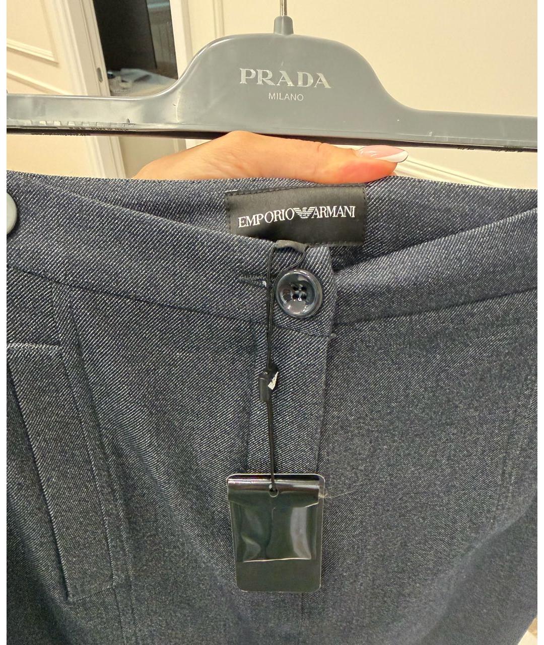 EMPORIO ARMANI Темно-синяя полиэстеровая юбка миди, фото 3