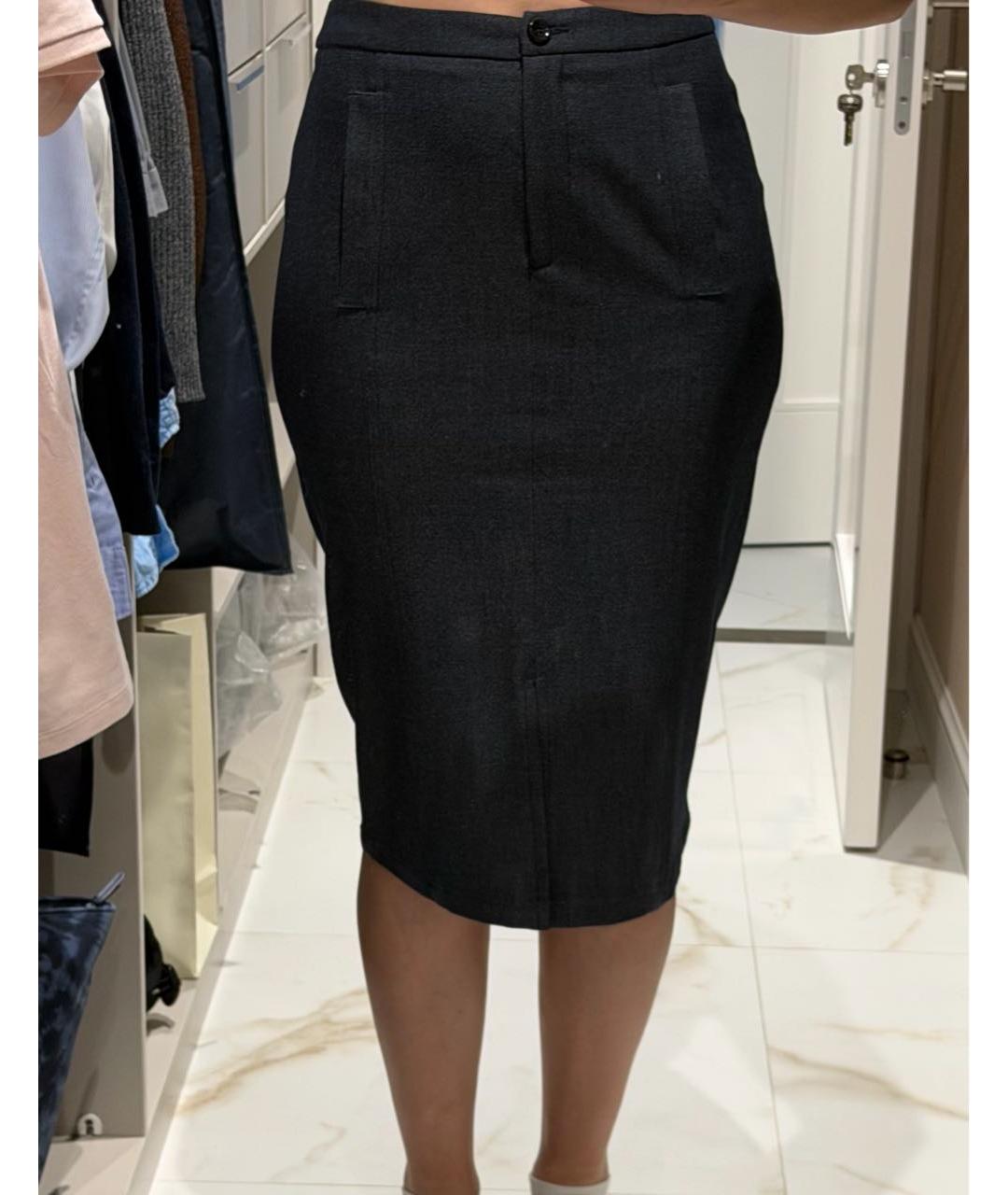 EMPORIO ARMANI Темно-синяя полиэстеровая юбка миди, фото 7