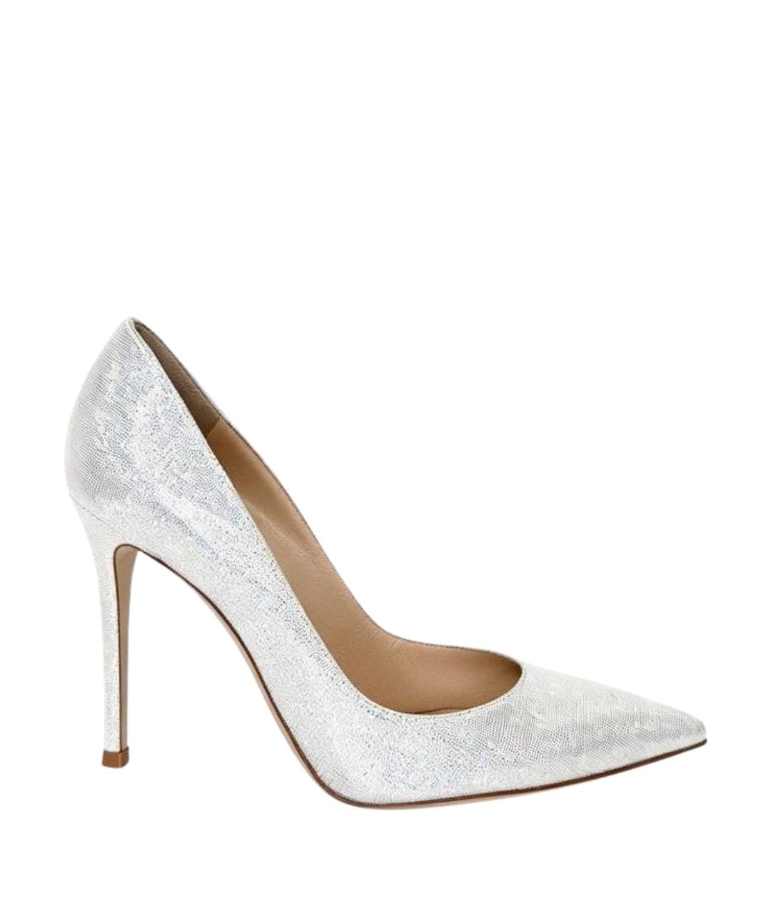 GIANVITO ROSSI Серебряные кожаные туфли, фото 1