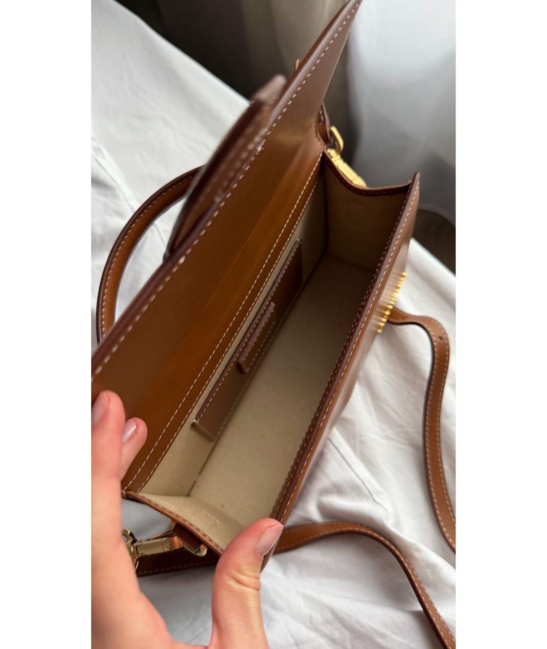 JACQUEMUS Коричневая кожаная сумка через плечо, фото 4