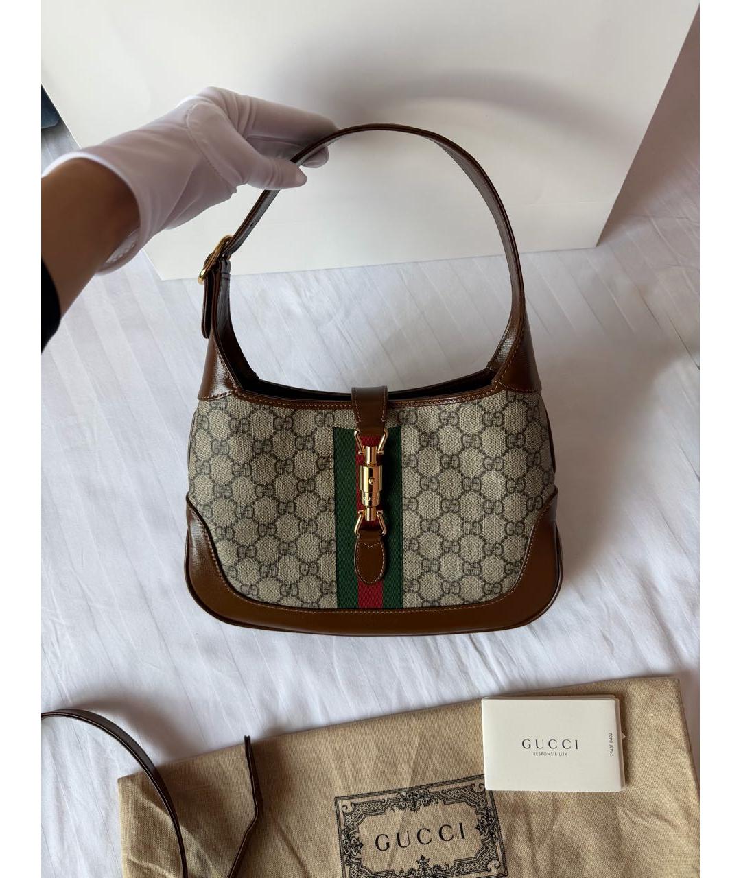 GUCCI Коричневая кожаная сумка с короткими ручками, фото 2